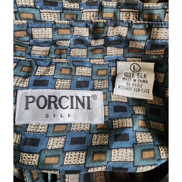 Porcini Silk Mens Shirt Size Large Soft Breathable Flowy - Picture 6 of 7